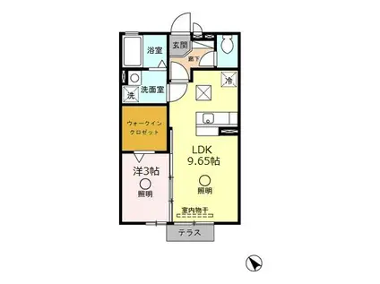 ラ・フーガ(1LDK/1階)の間取り写真