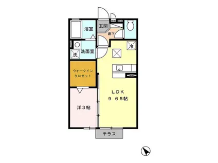 ラ・フーガ(1LDK/1階)の間取り写真