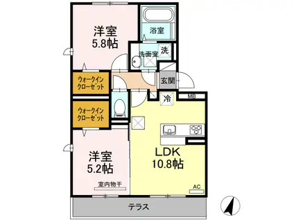 セキュレア須屋K(2LDK/1階)の間取り写真
