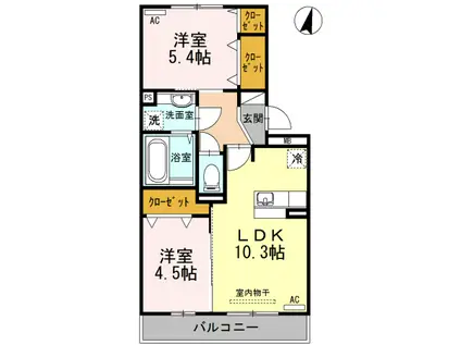 サンハイム合志(2LDK/3階)の間取り写真