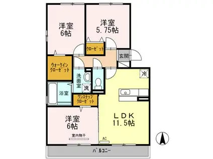 ユーエム・セイラ(3LDK/2階)の間取り写真