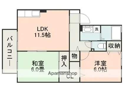 グランメールD棟(2LDK/2階)の間取り写真