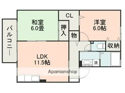 グランメールD棟(2LDK/2階)の間取り写真