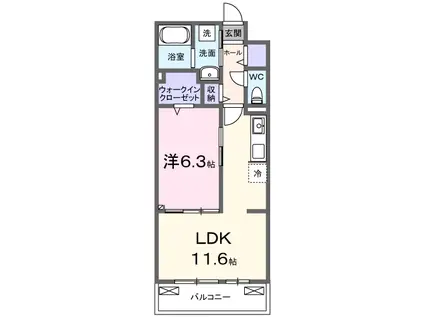 プリマ・ベラ(1LDK/2階)の間取り写真