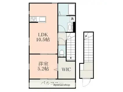 武蔵ヶ丘エステラブル(1LDK/2階)の間取り写真