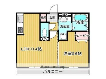 パークヴィラ下南部 Ⅰ棟(1LDK/2階)の間取り写真
