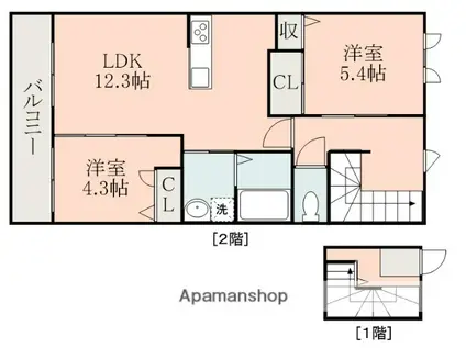 エバーフォレスト(2LDK/2階)の間取り写真