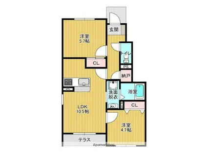 M S GARDEN(2LDK/1階)の間取り写真