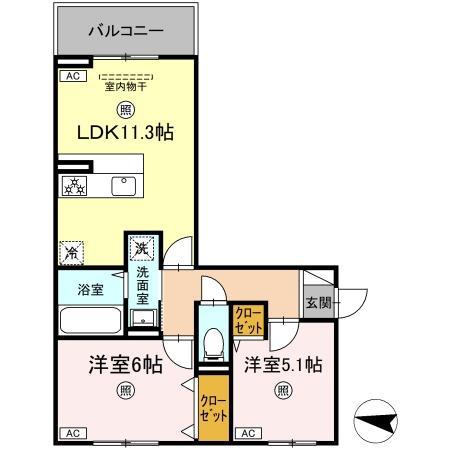 シャルマン12(2LDK/2階)の間取り写真