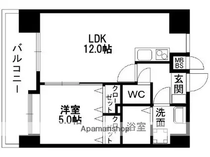 ランドタワーK-1(1LDK/5階)の間取り写真