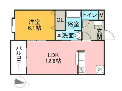 サンブライト(1LDK/2階)の間取り写真