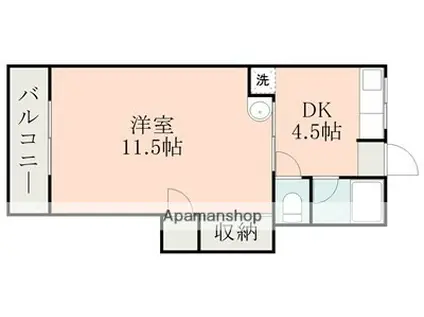 コーポラス国府(1DK/2階)の間取り写真