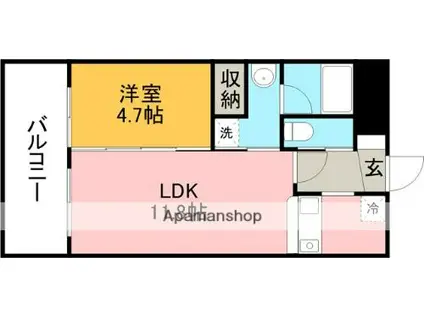 ALIVIO上水前寺(1LDK/7階)の間取り写真