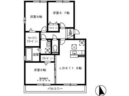 レルシエンテ(3LDK/2階)の間取り写真
