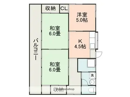 熊本県熊本市東区 1階建 築47年(3K)の間取り写真