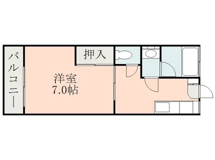 水前寺ハイツ(1K/3階)の間取り写真