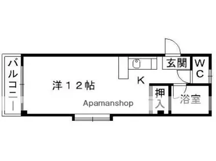 アルミザールⅠ(ワンルーム/1階)の間取り写真