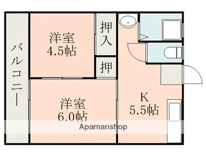 東栄ハイツⅠ(2K/2階)の間取り写真