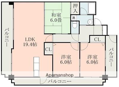 セントラルタワー大津(3LDK/4階)の間取り写真