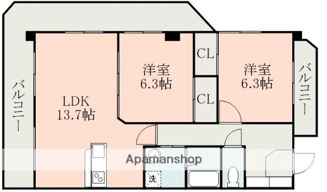 グランフォルテ(2LDK/1階)の間取り写真