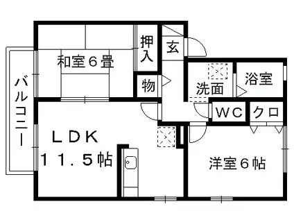 ガーデンコートみずき台F棟(2LDK/2階)の間取り写真