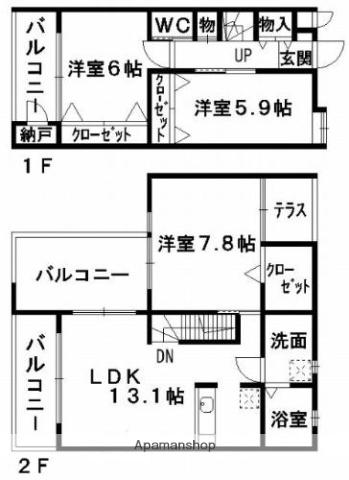 テラーサ弐番館(3LDK/3階)の間取り写真