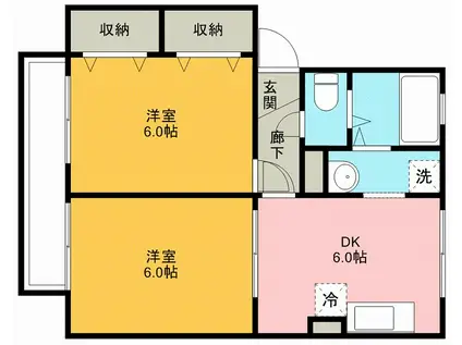 ソシアヴィルヌーブ(2DK/2階)の間取り写真
