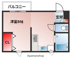 パステルハウス(ワンルーム/2階)の間取り写真