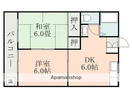 ルミエール一吉Ⅱ(2DK/3階)の間取り写真