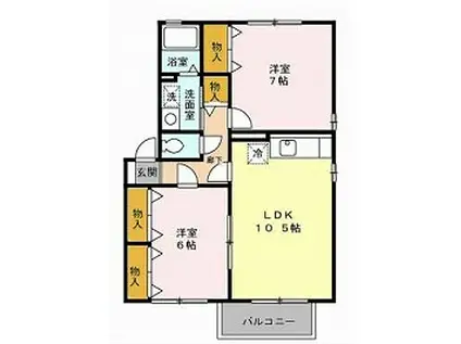 セジュールルピナC棟(2LDK/2階)の間取り写真