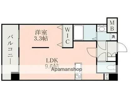 QREST熊大病院前(1LDK/6階)の間取り写真
