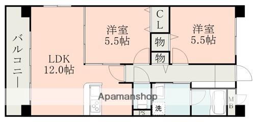 アークアベニュー御領(2LDK/2階)の間取り写真
