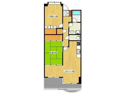 UCレジデンス小沢町(2LDK/7階)の間取り写真