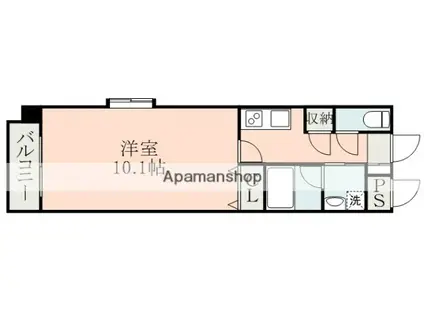 オレンジウッド坪井(1K/6階)の間取り写真