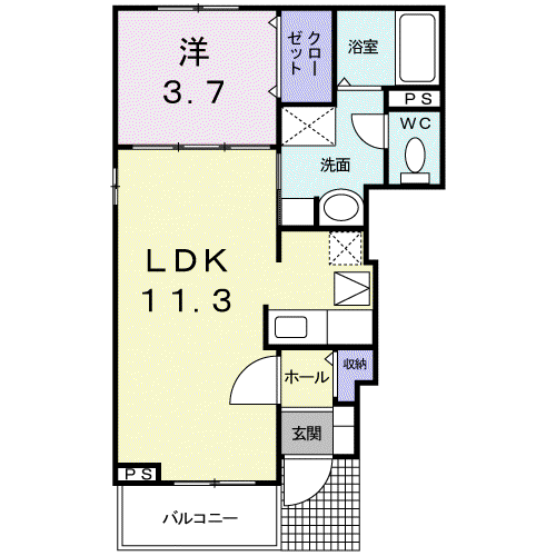 ライフグローブ(1LDK/1階)の間取り写真