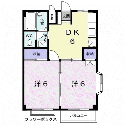 パレラフォーレ(2DK/2階)の間取り写真