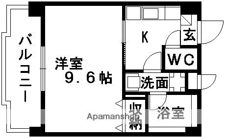 プラトゥー光の森(1K/6階)の間取り写真