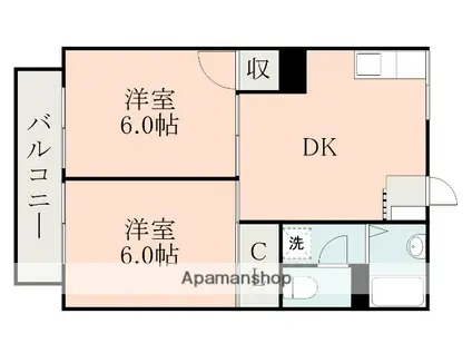 グリーンハイツ西原(2DK/2階)の間取り写真