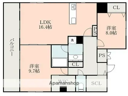 CASA DE PIANO(2LDK/10階)の間取り写真