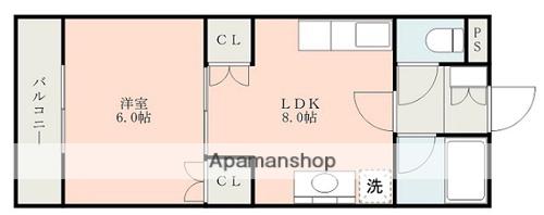 セジュール下南部(1LDK/2階)の間取り写真