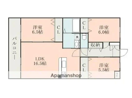 ショーンマンションⅡ(3LDK/2階)の間取り写真