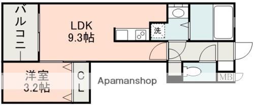 ラフレシーサ熊本駅東(1LDK/1階)の間取り写真