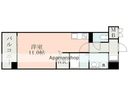 ジャルダン フルーリ(ワンルーム/6階)の間取り写真