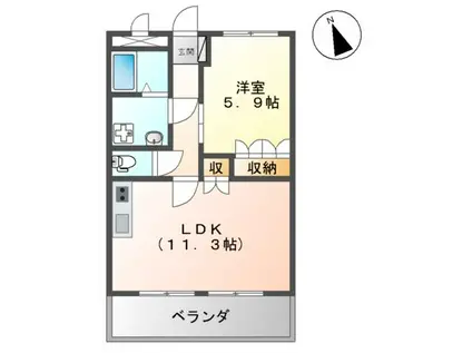 グレイスイサキ(1LDK/1階)の間取り写真