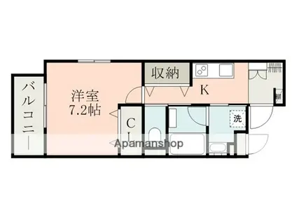 ラ・シック黒髪(1K/1階)の間取り写真