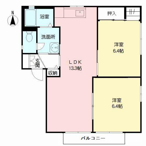 アネスト国府(2LDK/2階)の間取り写真