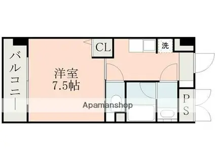 THE MUTUAL 藤崎宮(1K/3階)の間取り写真