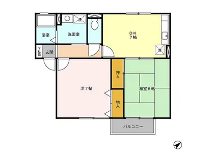 セジュールひまわり(2DK/2階)の間取り写真