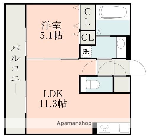 ネクストヴィラ B棟(1LDK/1階)の間取り写真