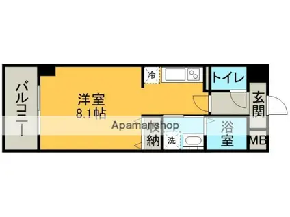 カスティージョ上林(1K/2階)の間取り写真